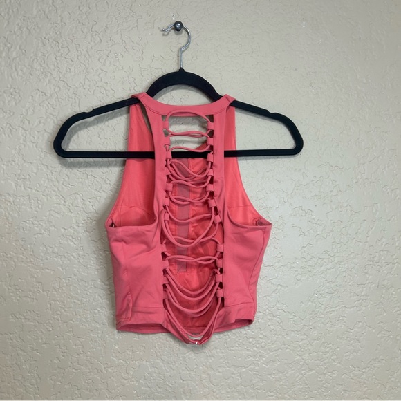 Alo shoelace long tank bra size medium peachy pink color - Picture 4 of 8